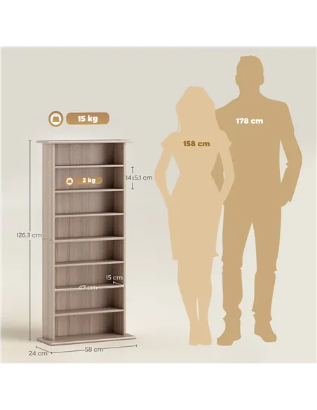 HOMCOM 360 CD Storage Unit - Natural Wood Finish