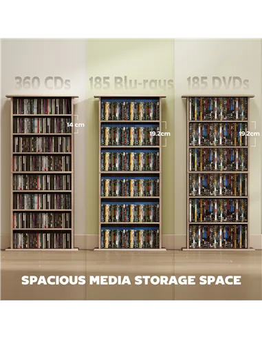 HOMCOM 360 CD Storage Unit - Natural Wood Finish