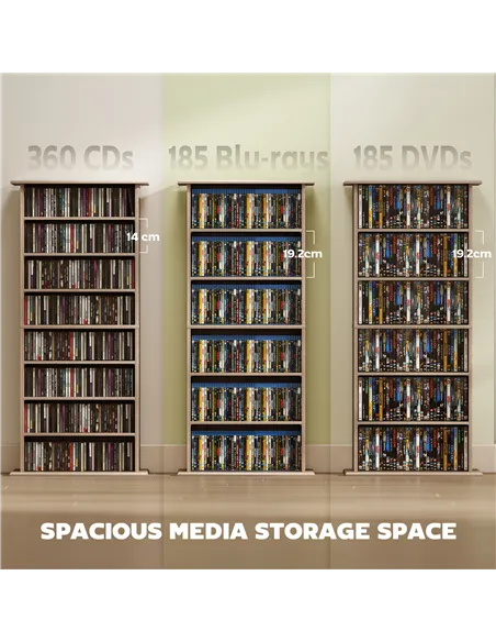 HOMCOM 360 CD Storage Unit - Natural Wood Finish