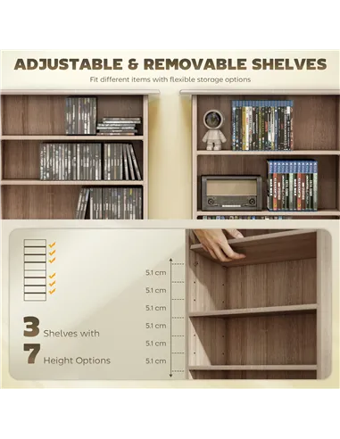 HOMCOM 360 CD Storage Unit - Natural Wood Finish