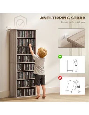 HOMCOM 360 CD Storage Unit - Natural Wood Finish