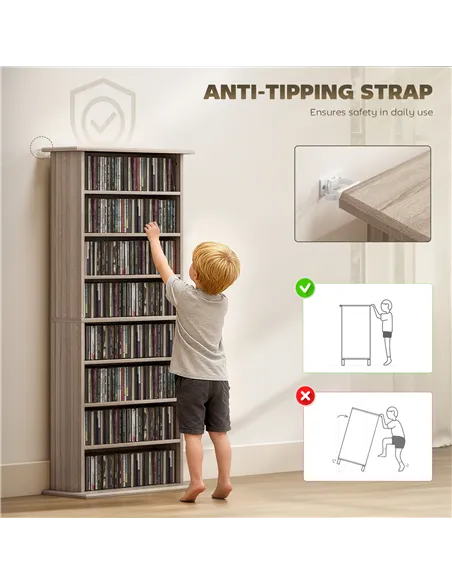 HOMCOM 360 CD Storage Unit - Natural Wood Finish