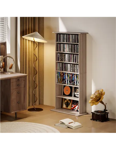 HOMCOM 360 CD Storage Unit - Natural Wood Finish