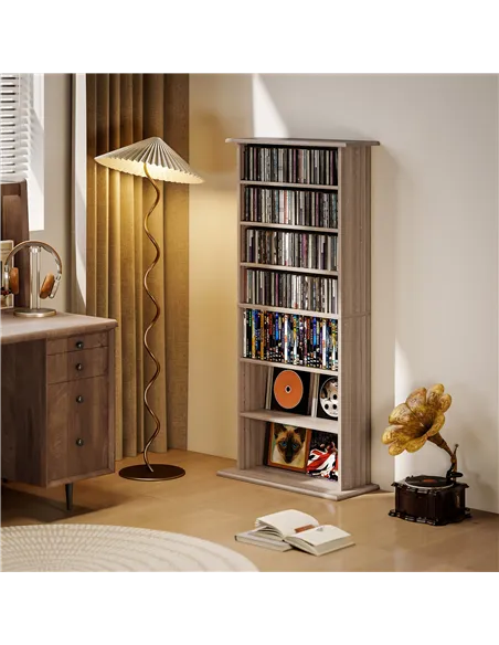 HOMCOM 360 CD Storage Unit - Natural Wood Finish