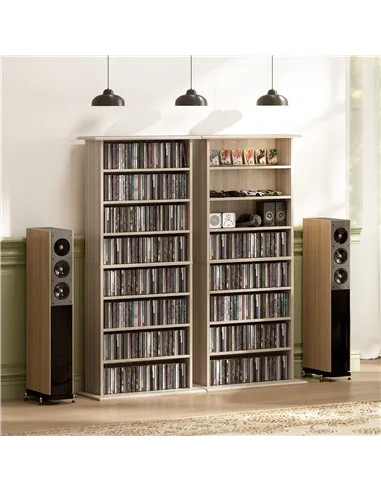 HOMCOM 360 CD Storage Unit - Natural Wood Finish
