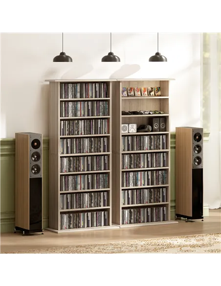 HOMCOM 360 CD Storage Unit - Natural Wood Finish
