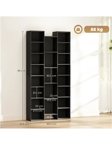 HOMCOM 21-Compartment Bookshelf - Black