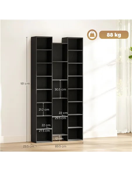 HOMCOM 21-Compartment Bookshelf - Black
