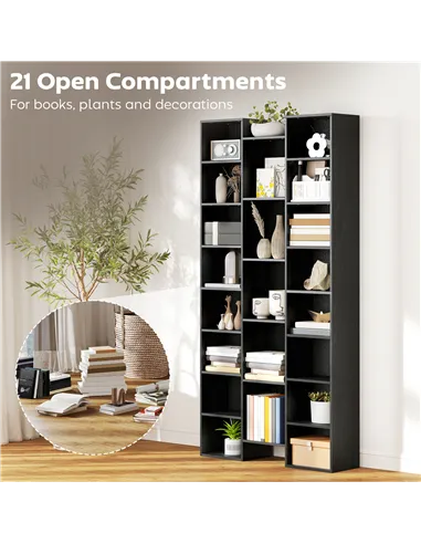 HOMCOM 21-Compartment Bookshelf - Black