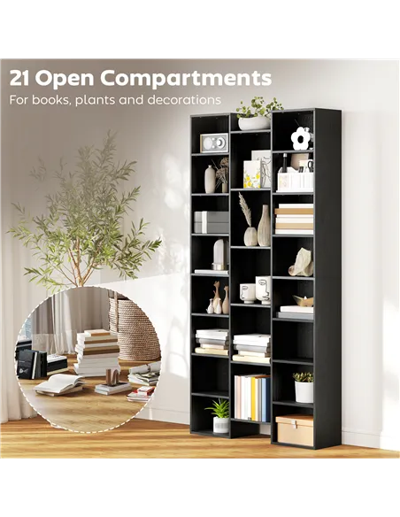 HOMCOM 21-Compartment Bookshelf - Black