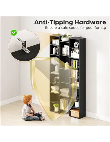 HOMCOM 21-Compartment Bookshelf - Black