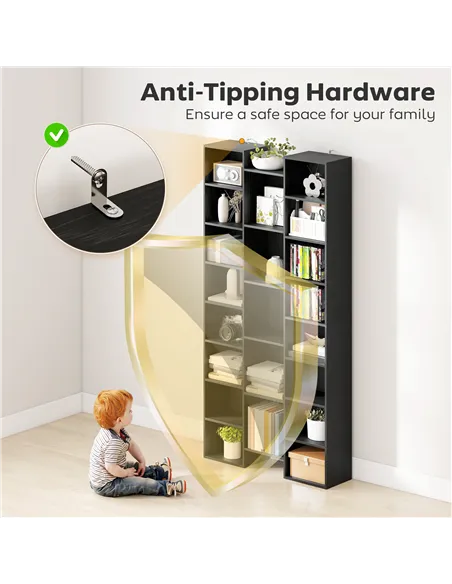 HOMCOM 21-Compartment Bookshelf - Black