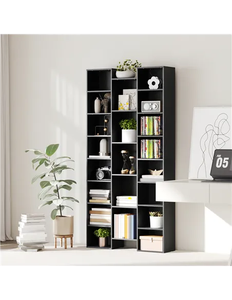 HOMCOM 21-Compartment Bookshelf - Black