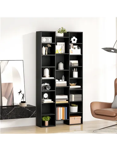 HOMCOM 21-Compartment Bookshelf - Black