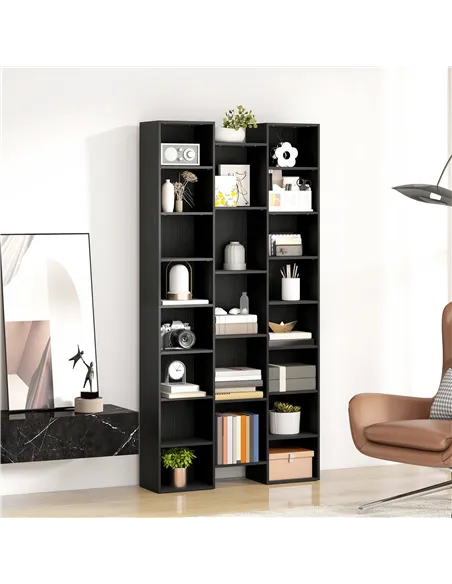 HOMCOM 21-Compartment Bookshelf - Black