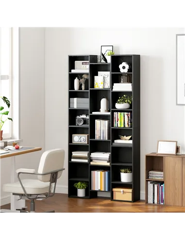 HOMCOM 21-Compartment Bookshelf - Black