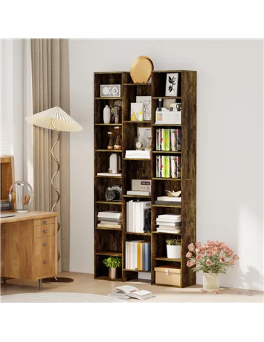 HOMCOM 21-Compartment Bookshelf - Brown