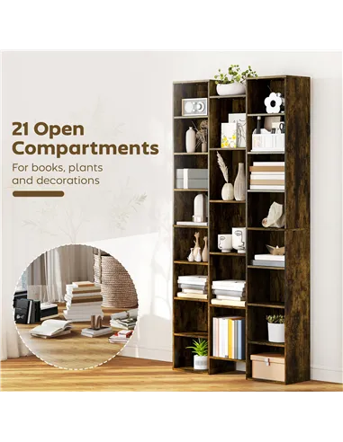 HOMCOM 21-Compartment Bookshelf - Brown