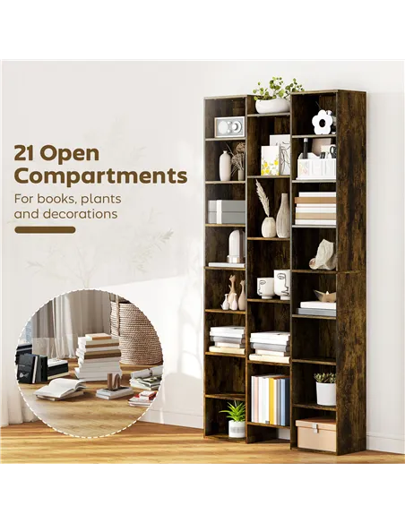 HOMCOM 21-Compartment Bookshelf - Brown