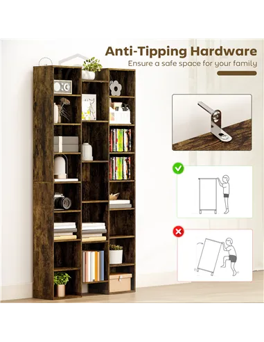 HOMCOM 21-Compartment Bookshelf - Brown