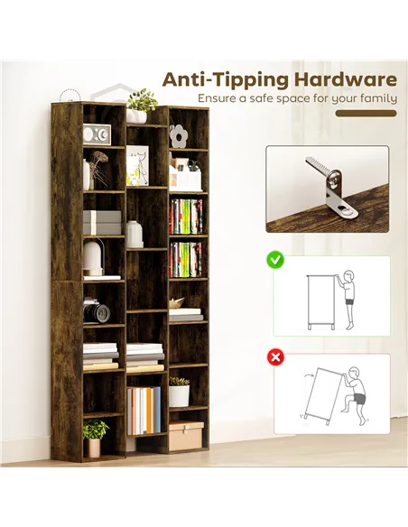 HOMCOM 21-Compartment Bookshelf - Brown