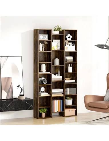 HOMCOM 21-Compartment Bookshelf - Brown