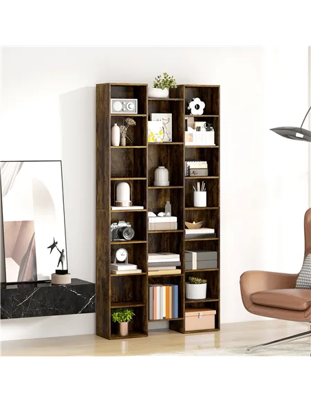 HOMCOM 21-Compartment Bookshelf - Brown