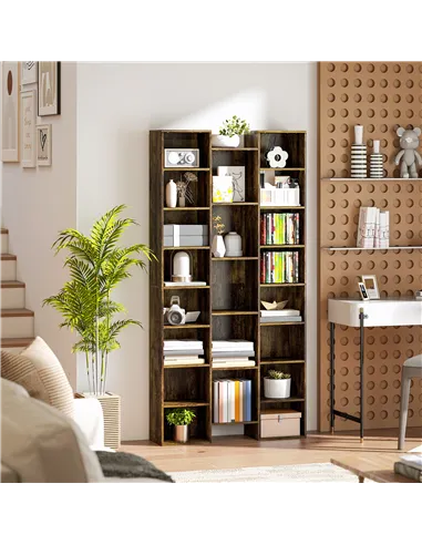 HOMCOM 21-Compartment Bookshelf - Brown