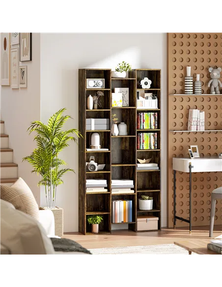 HOMCOM 21-Compartment Bookshelf - Brown