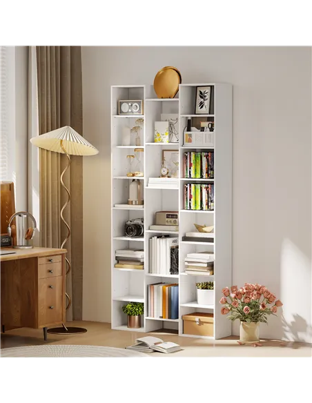 HOMCOM 21-Compartment Bookshelf - White
