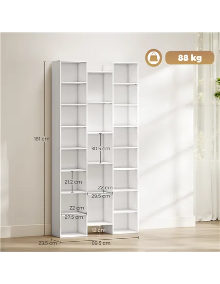 HOMCOM 21-Compartment Bookshelf - White