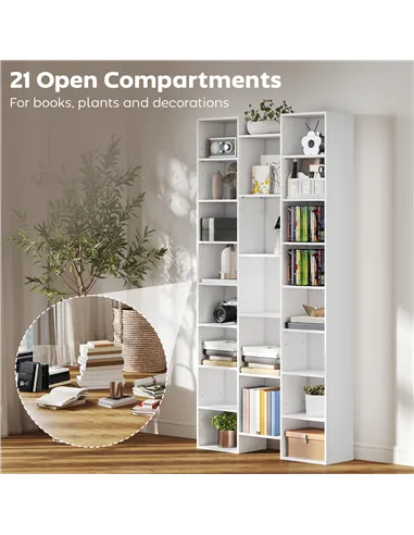HOMCOM 21-Compartment Bookshelf - White