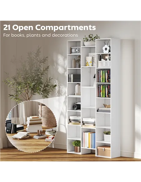 HOMCOM 21-Compartment Bookshelf - White