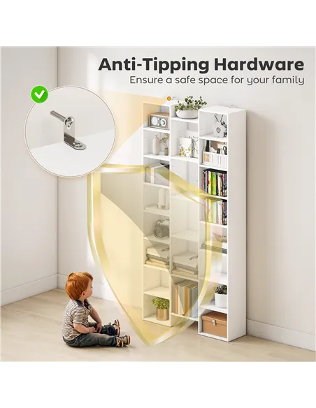 HOMCOM 21-Compartment Bookshelf - White