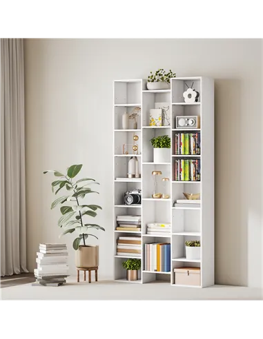 HOMCOM 21-Compartment Bookshelf - White