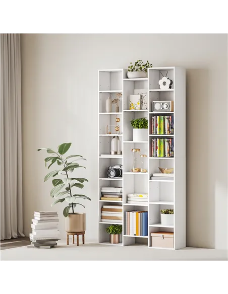 HOMCOM 21-Compartment Bookshelf - White