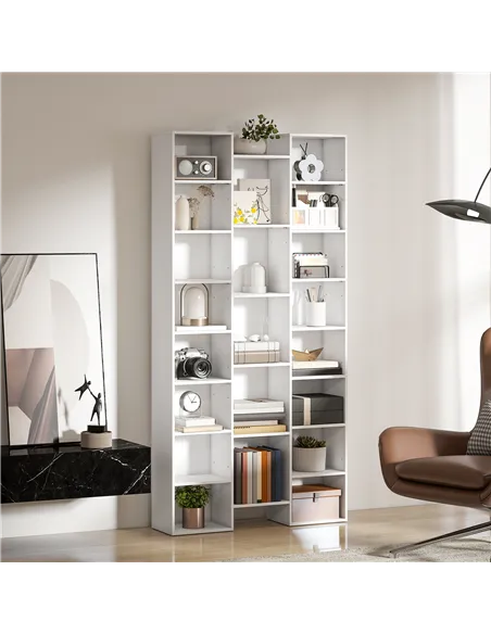 HOMCOM 21-Compartment Bookshelf - White