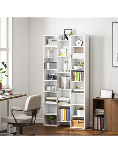 HOMCOM 21-Compartment Bookshelf - White