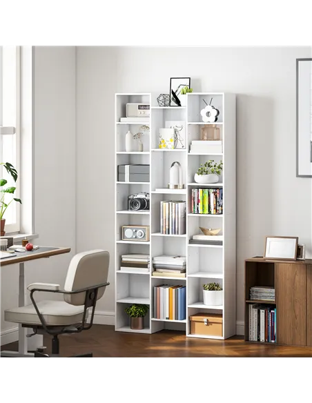 HOMCOM 21-Compartment Bookshelf - White