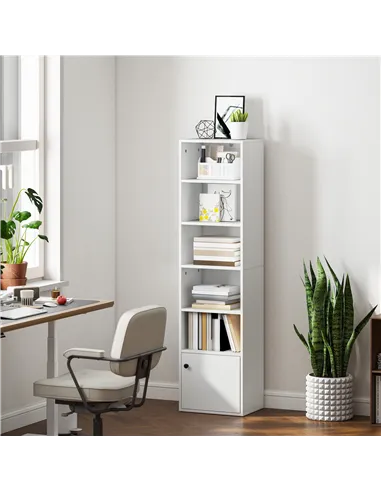 HOMCOM 6-Tier 156 cm Tall Bookcase - White