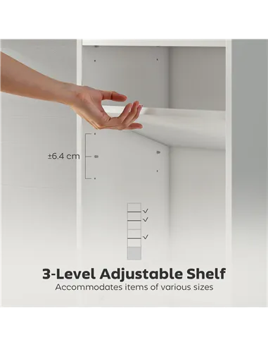 HOMCOM 6-Tier 156 cm Tall Bookcase - White