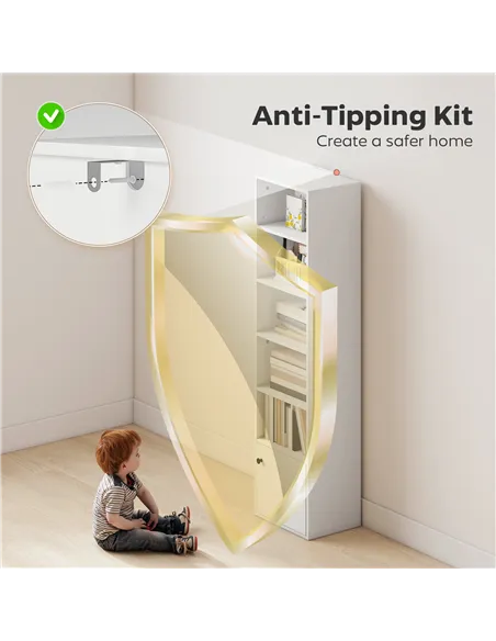 HOMCOM 6-Tier 156 cm Tall Bookcase - White