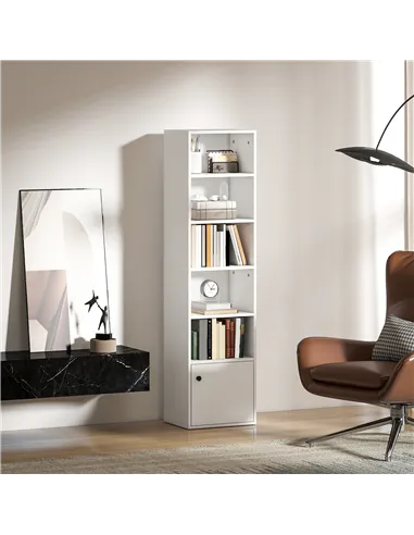 HOMCOM 6-Tier 156 cm Tall Bookcase - White