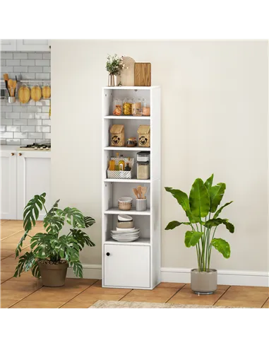 HOMCOM 6-Tier 156 cm Tall Bookcase - White
