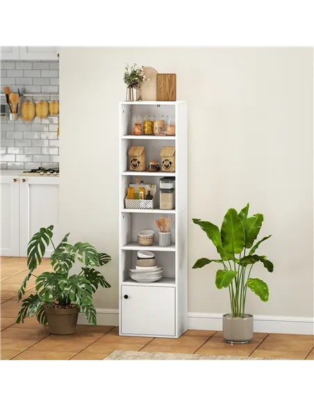 HOMCOM 6-Tier 156 cm Tall Bookcase - White