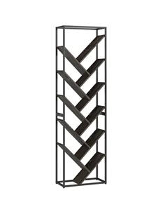 HOMCOM 10 Shelf Industrial-Style Bookshelf - Black/Grey