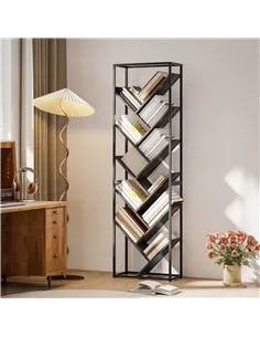 HOMCOM 10 Shelf Industrial-Style Bookshelf - Black/Grey 2