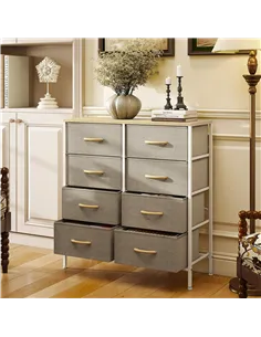 HOMCOM Fabric Chest of Drawers, Industrial Bedroom Dresser with 8 Fabric Drawers, Steel Frame and Wooden Top for Nursery, Living 2