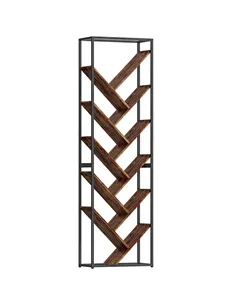 HOMCOM 10 Shelf Industrial-Style Bookshelf - Black/Brown