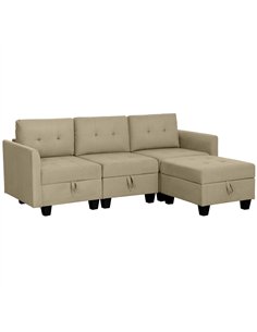 HOMCOM 'L' Shape Modular Sofa, with Storage - Light Brown